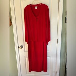Long Red dress with soft jacket Large (14-16)